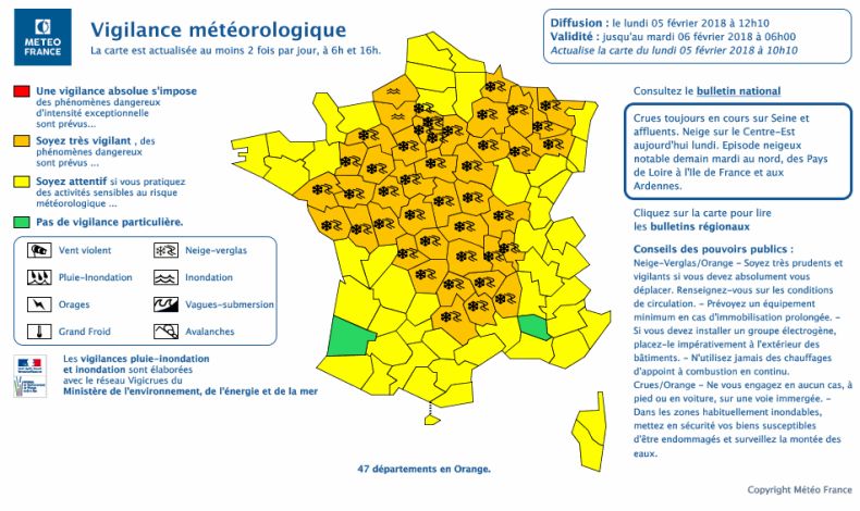 Prévisions de cumul de neige en plaine