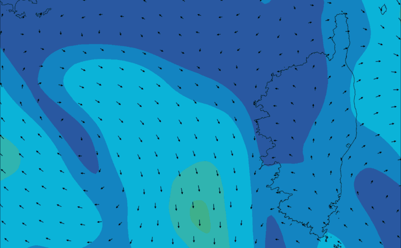 état du vent pour la corse en temp reel