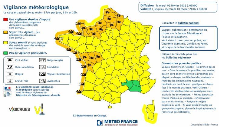 Vigilance orange météo france 9 fevrier 2016