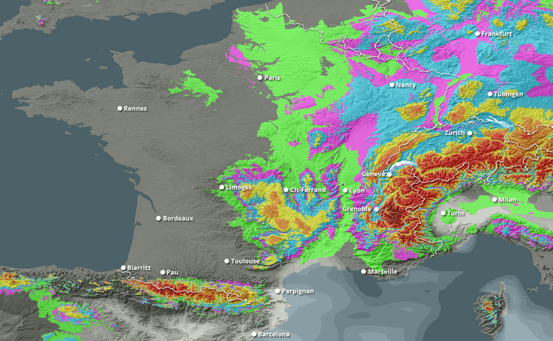 Prévisions cumul neige 10 jours france ouest europe