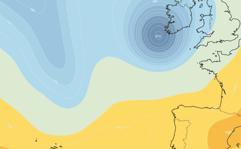 Prévisions pressions atmosphériques Atlantique Ouest Europe