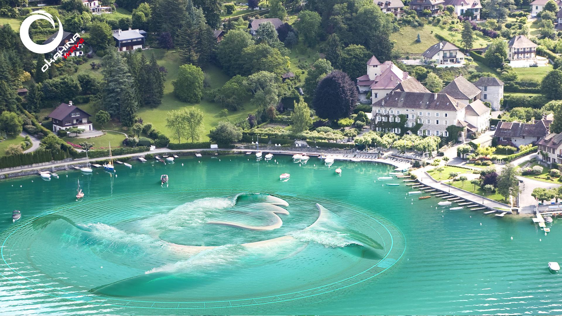 Vague artificielle okahina lac d'annecy