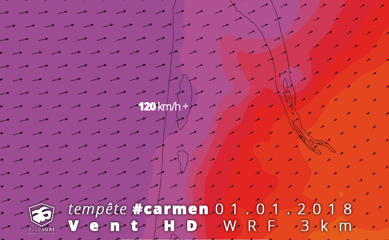 prévisions de vent Gironde médoc WRF 3km