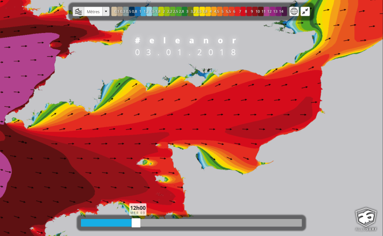 prévisions de houle HD Manche tempête Eleanor