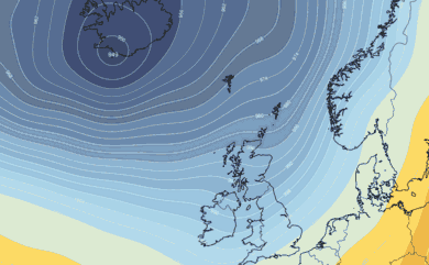 Prévisions pressions atmosphériques Islande Atlantique Nord