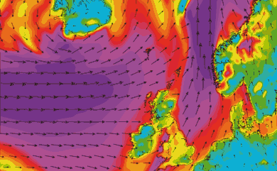 Prévisions vent Islande Atlantique Nord