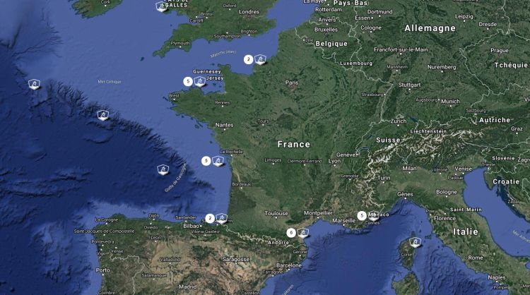 Carte mondiale des bouées ancrées