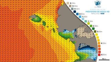 carte de prévisions de houle HD 1km maillage fin